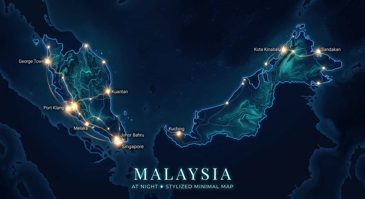 Map of Malaysia showing Moventis Trans branches