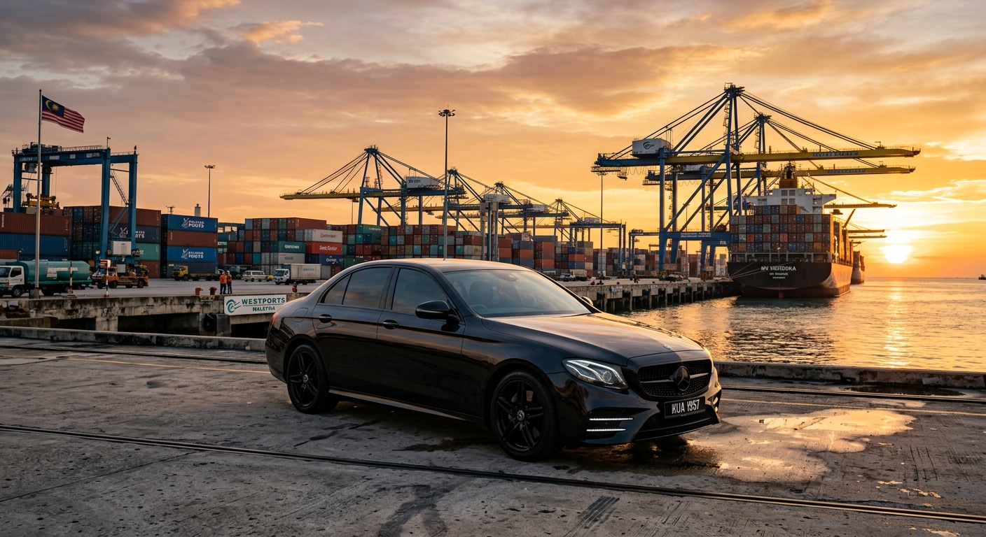 A car at the port ready for RoRo shipping